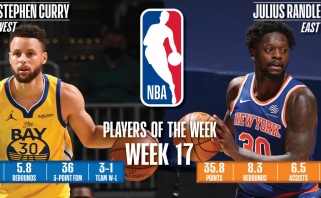 Kosminę statistiką demonstravę "Warriors" superžvaigždė ir "Knicks" lyderis – NBA savaitės žaidėjai